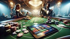 Layar keputusan Casino Hold'em putarslot88 menampilkan opsi call dan fold dengan probabilitas kartu